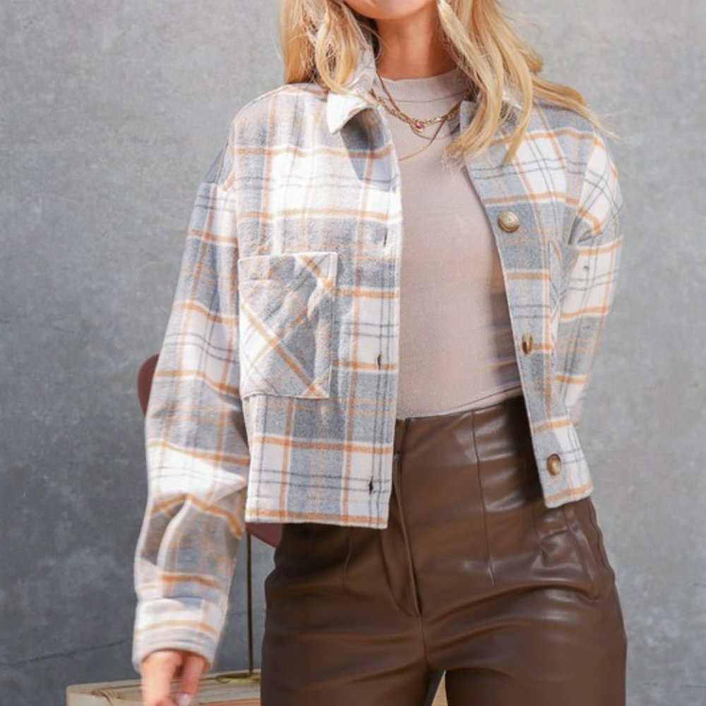 Cropped Flannel Shacket NWT